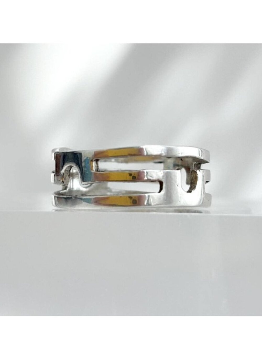 Geometric Cutout Southwest Style Band Sterling Silver 925 Vintage Ring - sz 8.5